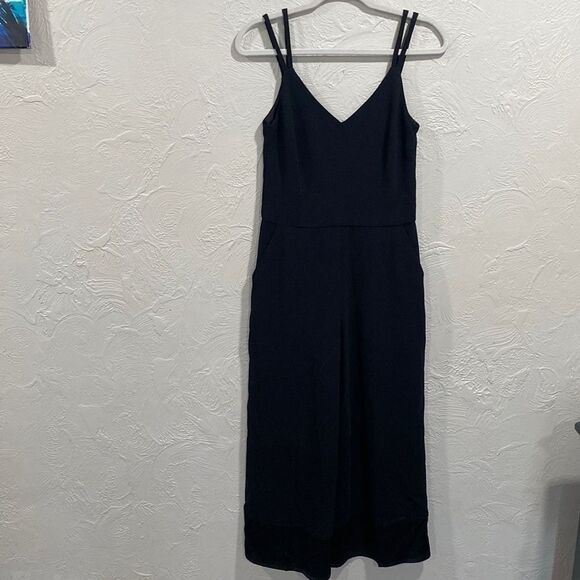 Trina Turk Black Cloud Culotte Crepe Black Jumpsuit Size 4 - Picture 1 of 9